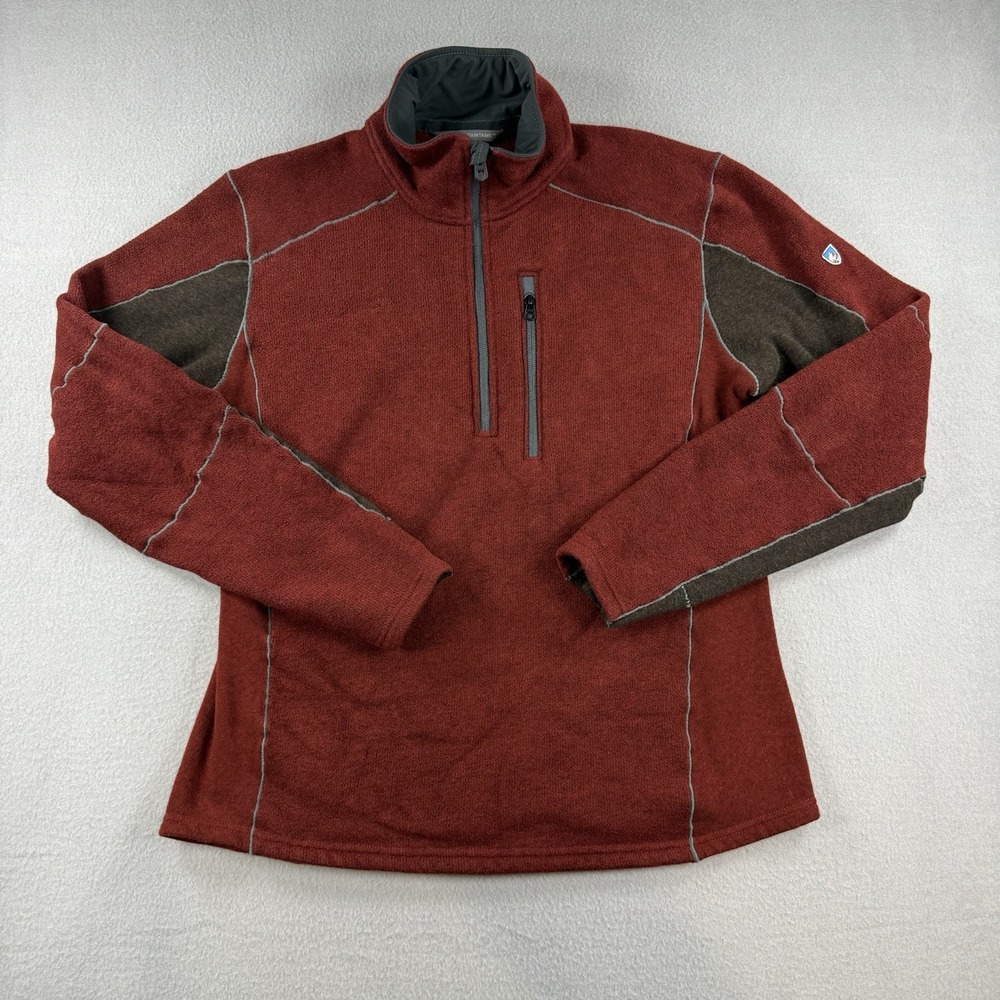 Kuhl Interceptr Mens Large 1/4Zip Fleece Pullover Rust Red Hiking Outdoor Jacket